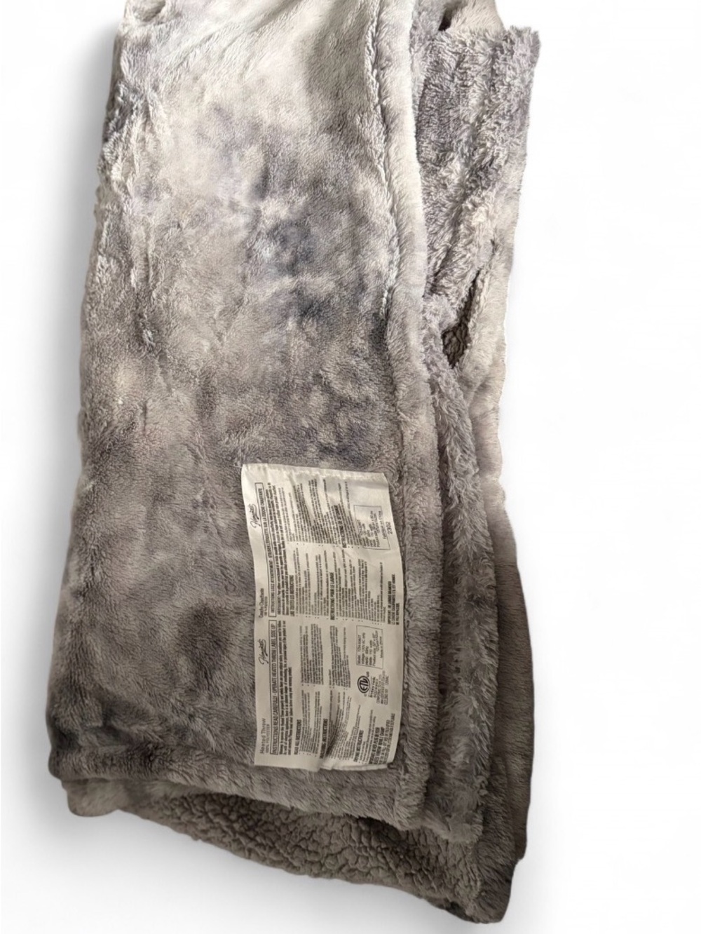 Plush Faux Fur Throw heated Blanket in Gray - Soft Cozy Comfort
